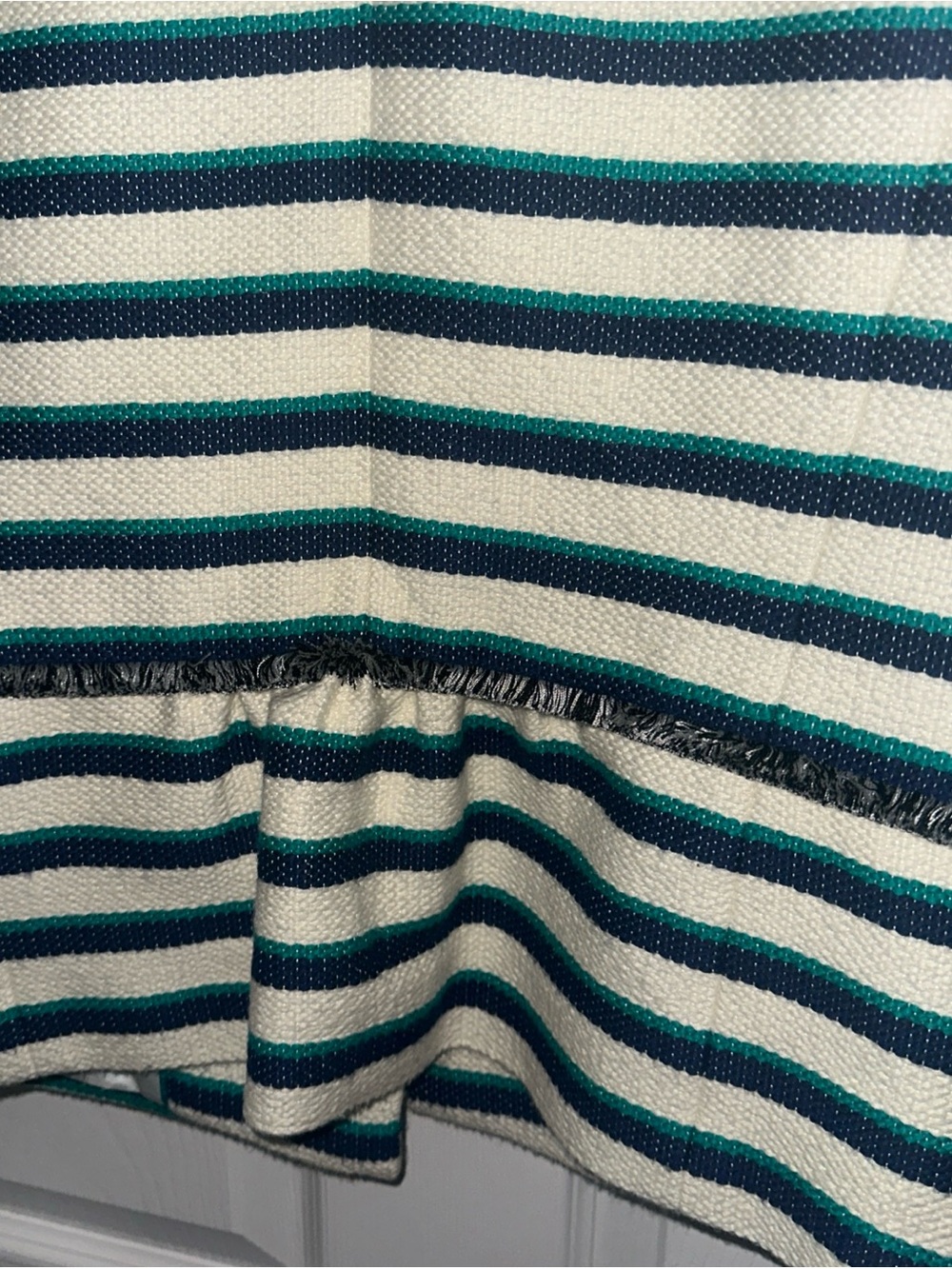 Talbots Navy, Teal & Cream Striped Boxy Cardigan size 4 - Picture 7 of 7